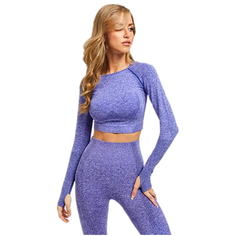 

3Pcs Seamless Yoga Set Gym Fitness Clothing Women Yoga Suit Sportswear Female Workout Leggings Top Sport Clothes Training Tights