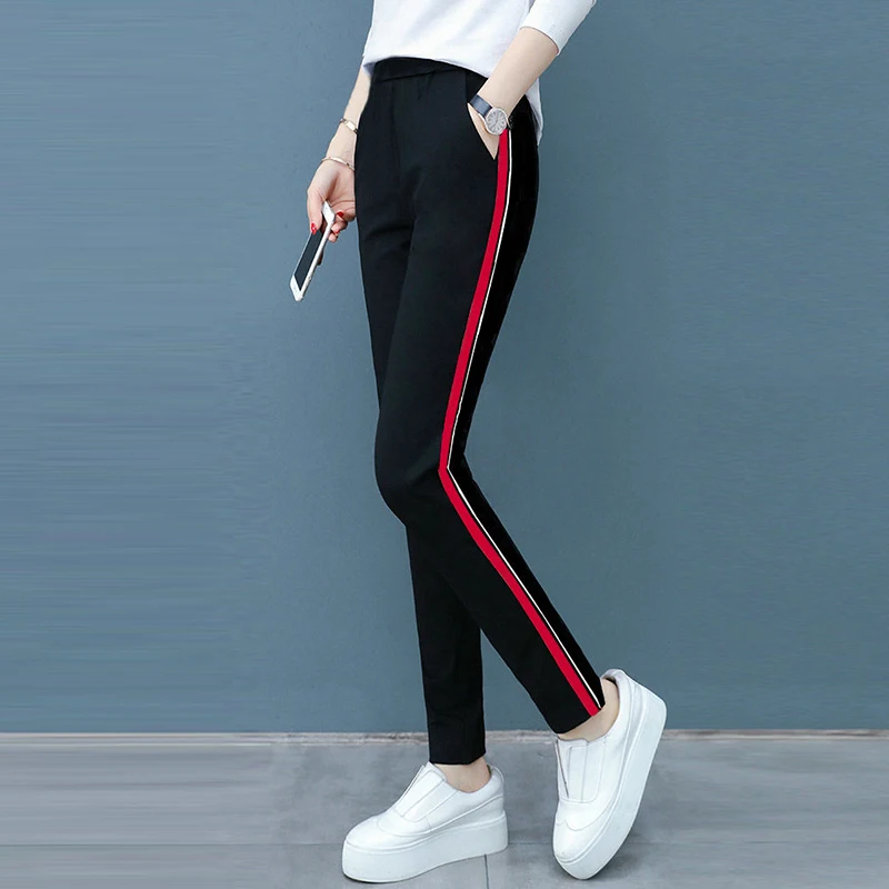 

Plus Size 6XL Side Sripe Sweat Pants Female Casual Elastic Waist Harem Pants Female Korean Style Spring Trousers Joggers Women