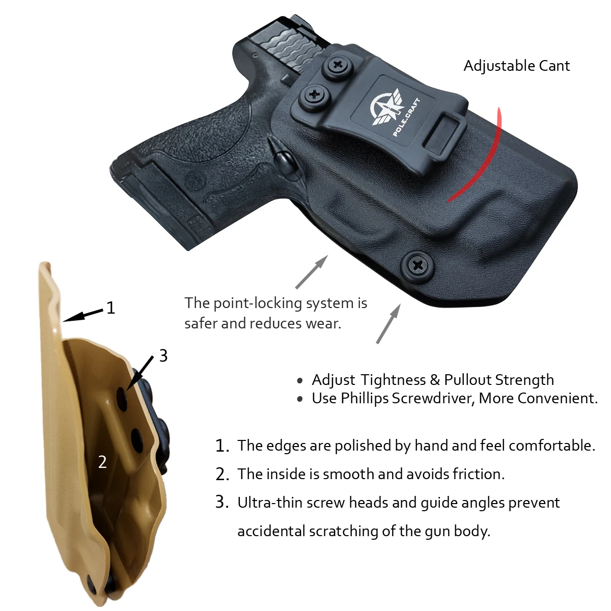 Полюс. Ремесло KYDEX кобура iwb Smith & Wesson M P щит 9 мм/. 40/лазерный пояс скрытый чехол для