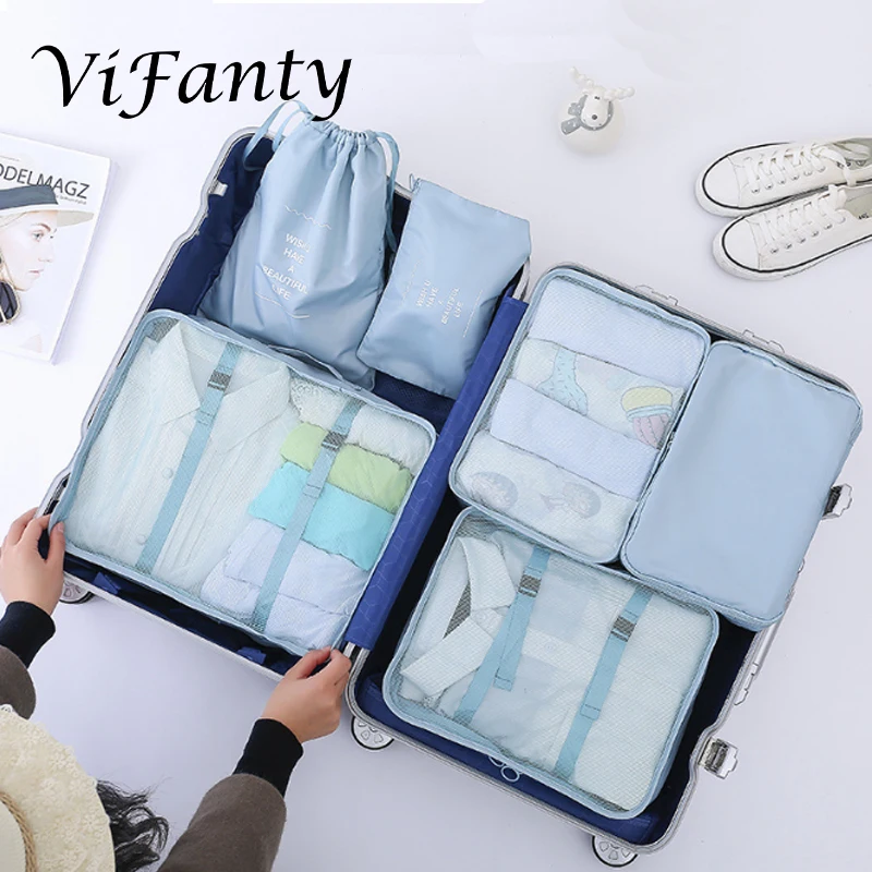 6 упаковочных кубов Vifanty различные размеры дорожные Органайзеры для багажа с