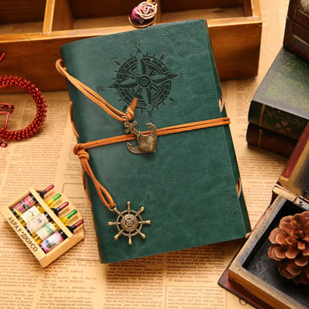 Green M Ретро ПУ винтажная струнная пустая Записная книжка Дневник записная книжка высокое качество записная книжка - Цвет: Green M