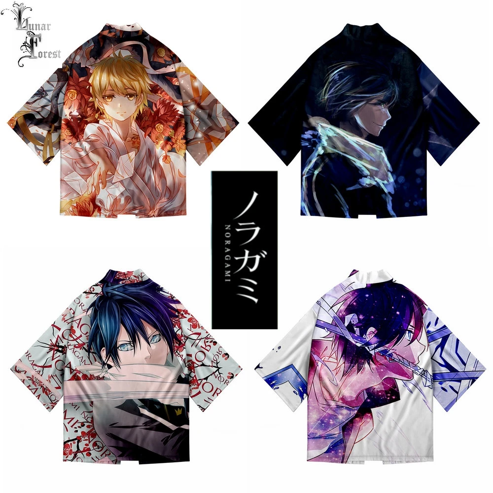 

Noragami Cardigan Japanese Kimono Haori Yukata Anime Cosplay Women/Men kimono Summer Shirt Short Sleeve Streetwear Loose