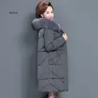 Женское зимнее пальто с меховым воротником, размеры до 6XL