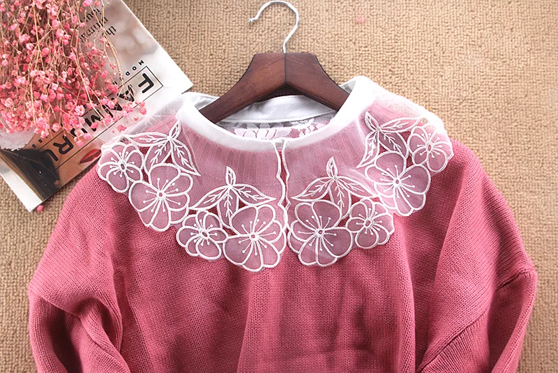 Linbaiway корейский женский ажурный цветочный кружевной воротник дамский съемный