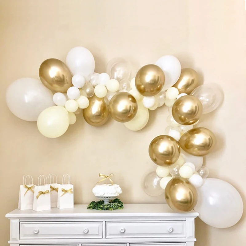 Белый арка для воздушных шаров комплект гирлянды золото Chorme латексные воздушные