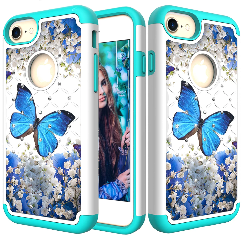 Чехол для iPhone 11 pro 6 6S 7 8 plus Блестящий Мягкий ТПУ + Жесткий ПК чехол 2 в 1 с