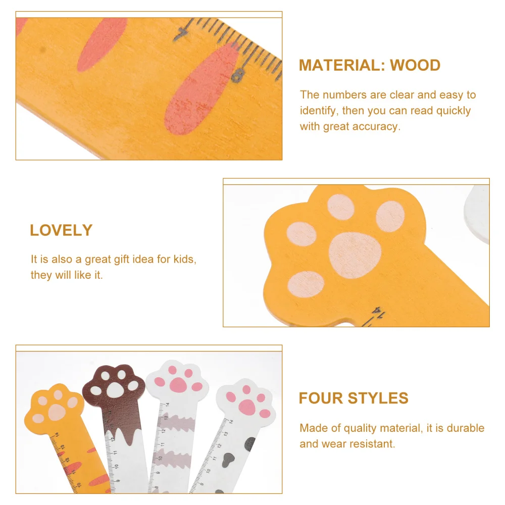 

8 Pcs Wooden Straight Rulers Practical Measuring Rulers Student Measuring Tools