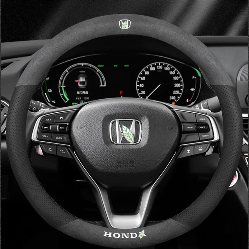 Funda de cuero para volante de coche, protector para Honda Civic HR-V Jade Insight CR-V Pilot Odyssey Legend Jazz Fit City Accord HR-V, novedad de 2021