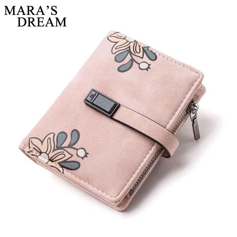 Mara's Dream женский осенний и зимний кошелек короткий кошелек Корейский Pu Матовый цветочный кошелек на молнии складной кошелек