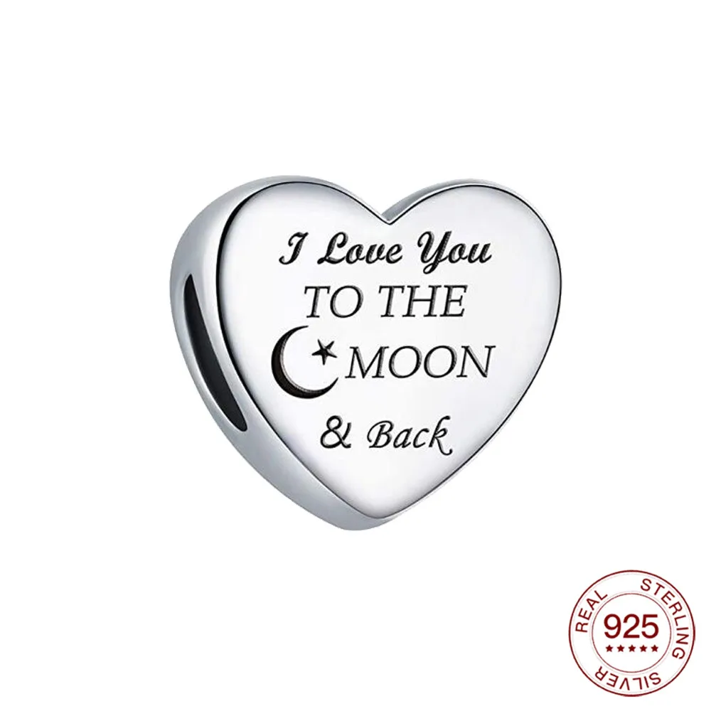 

charm 925 sterling silver I love you to the moon charm Fit Original Pandora Bracelet for women fashion gift
