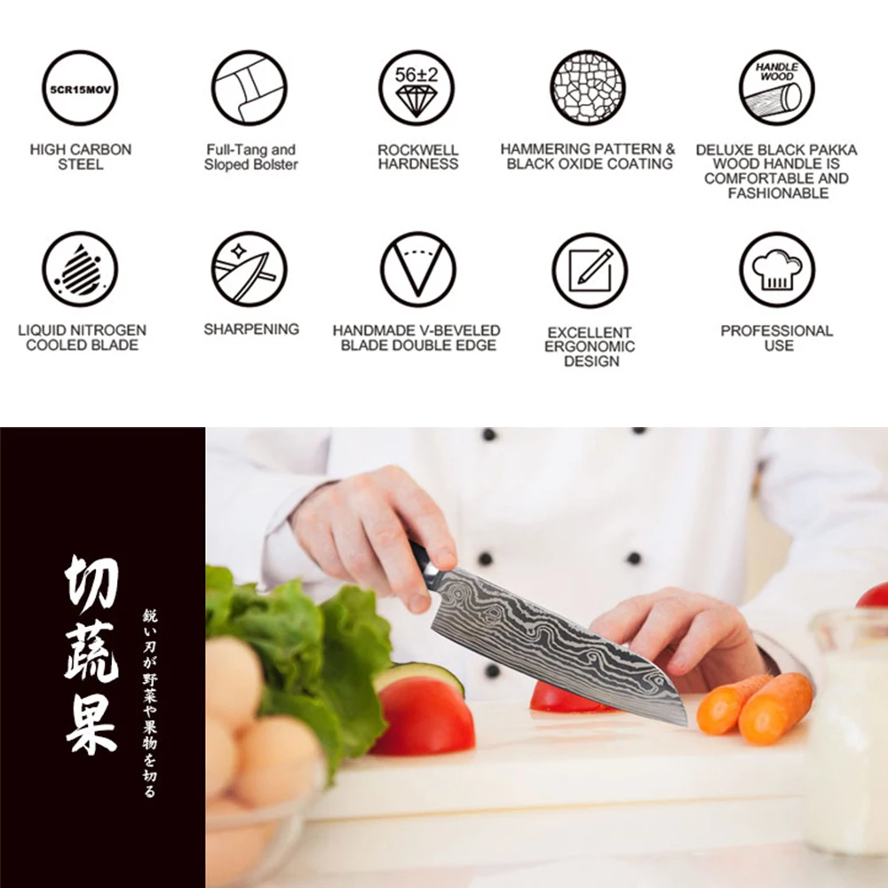 Кухонный нож шеф-повара высокоуглеродистая Нержавеющая сталь 5/7/8 дюймов для