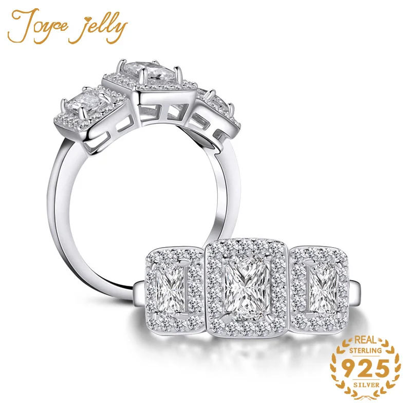 

JoyceJelly Fashion Jewelry Ring 925 Sterling Silver Rectangle Emerald Cut Ring Jewelry for Women Trendy Party Gifts Wholesale