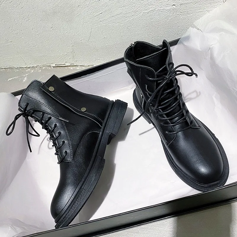 

Женские ботильоны на шнуровке, водонепроницаемые ботинки на платформе, модная привлекательная Женская нескользящая обувь с круглым носком...