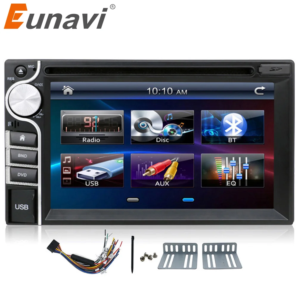 

Автомобильный DVD-плеер Eunavi, 2 DIN, 2 DIN, автомагнитола, стерео, MP3, головное устройство, CD-камера, парковочная HD ТВ-Видео Аудио, usb bt