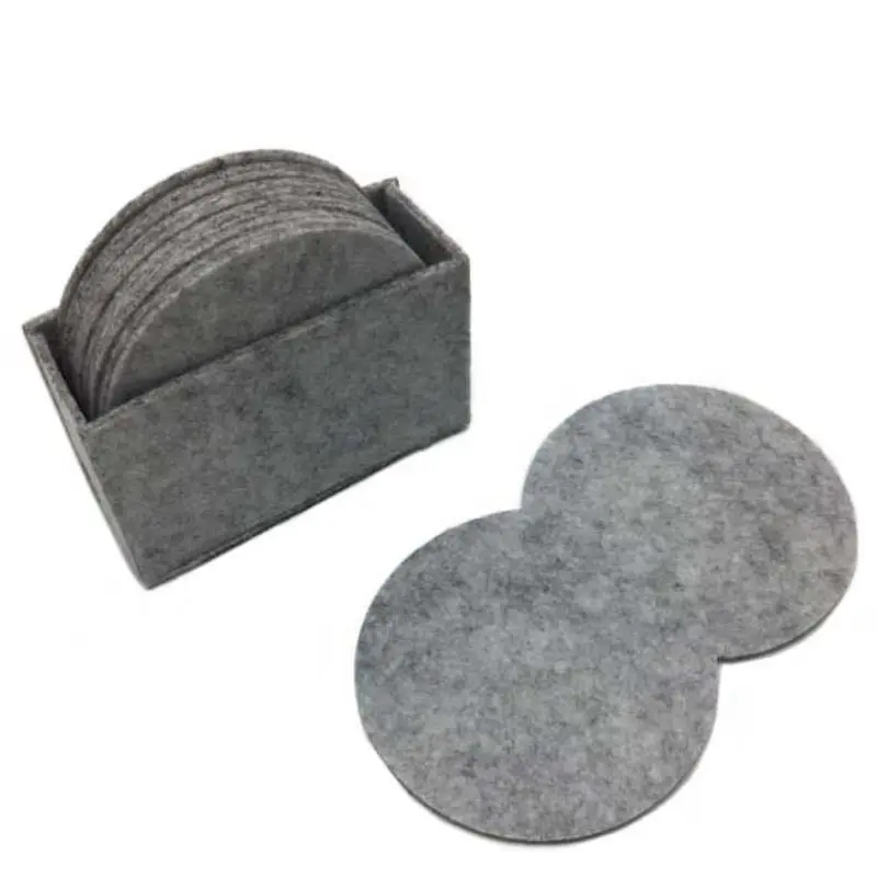 Новинка 10 шт./компл. круглая войлочная подставка под чашку коврик с ящиком для