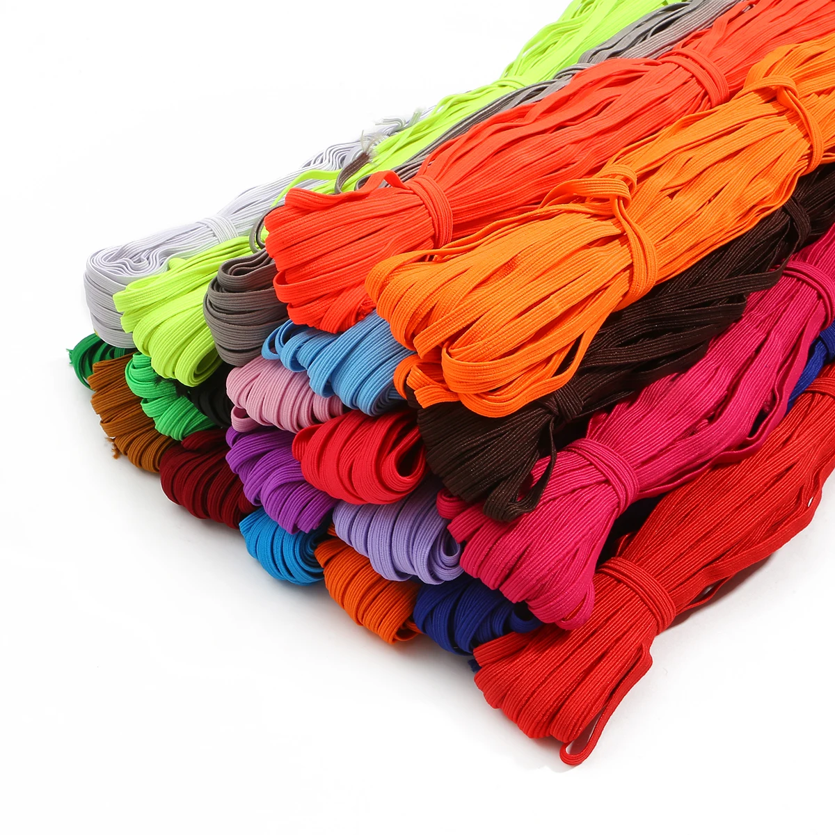 

5 м/лот 6 мм красочная высокоэластичная плоская эластичная лента из полиэстера для шитья одежды, кружевное украшение для «сделай сам», аксес...