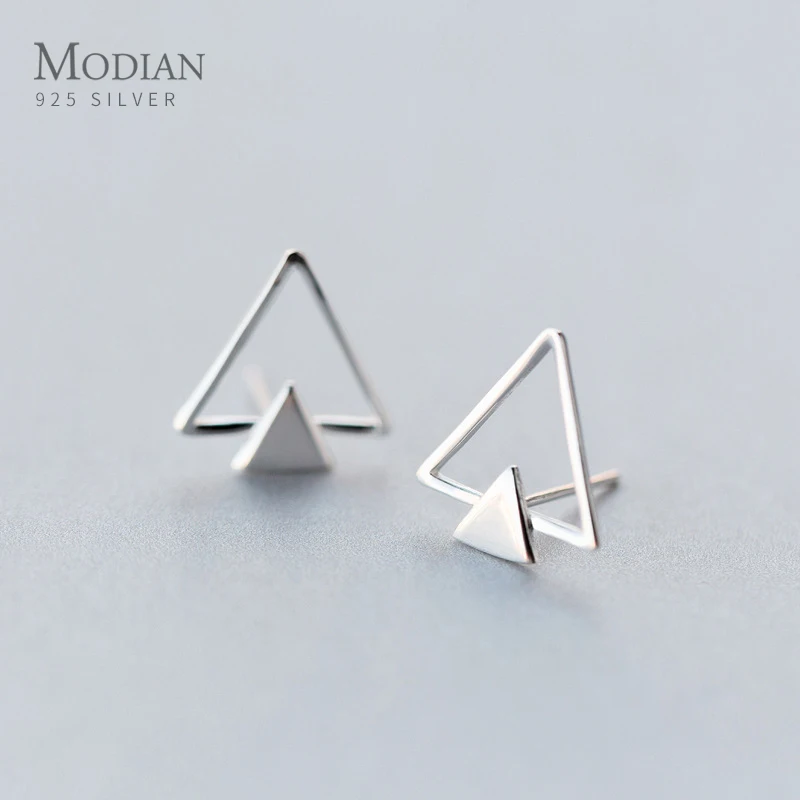 

Modian 100% 925 Sterling Silver Fashion Clear Triangle Design Earrings For Women Charm Sterling Silver Korean Jewelry Gift