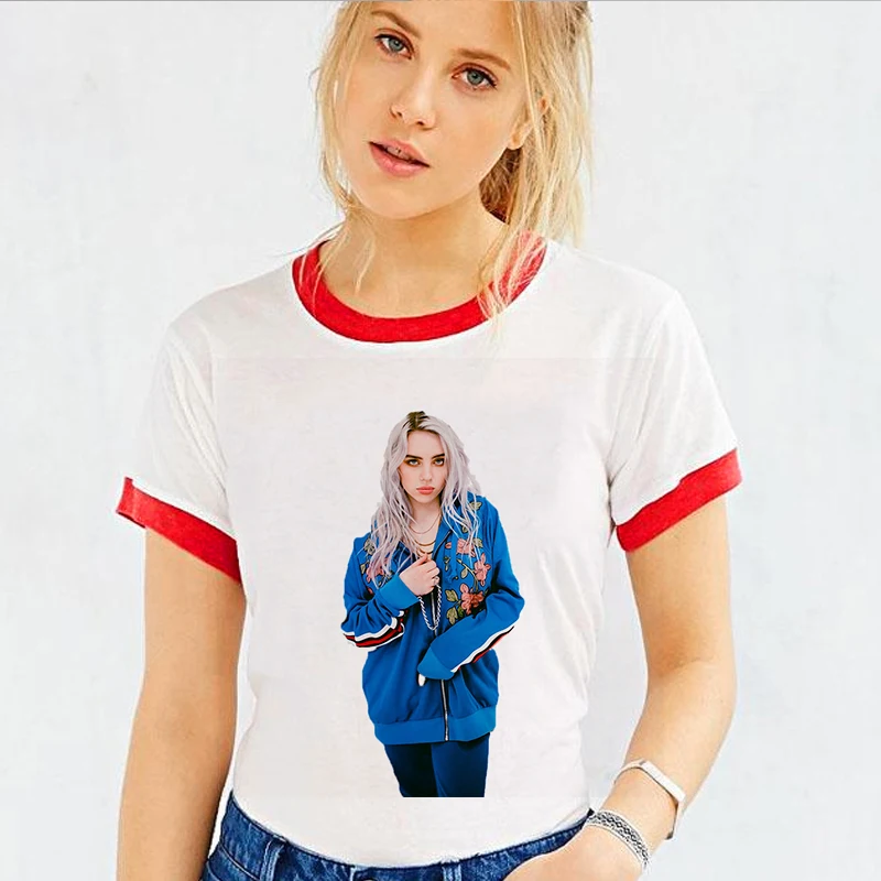 2020 new fashion women O-Neck Tshirt singer model actrees billie eilish Designer T-shirtt for | Женская одежда