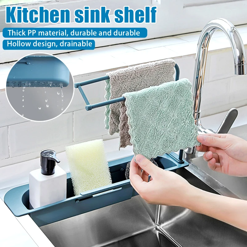 

Telescopic Sink Rack Holder Expandable Storage Drain Basket for Home Kitchen F2