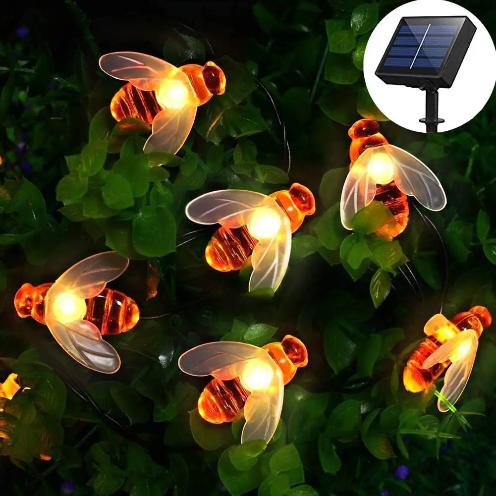 

Solar Honey Bee Fairy String 8 Mode Waterproof Outdoor Garden Flower Fence Holiday Light
