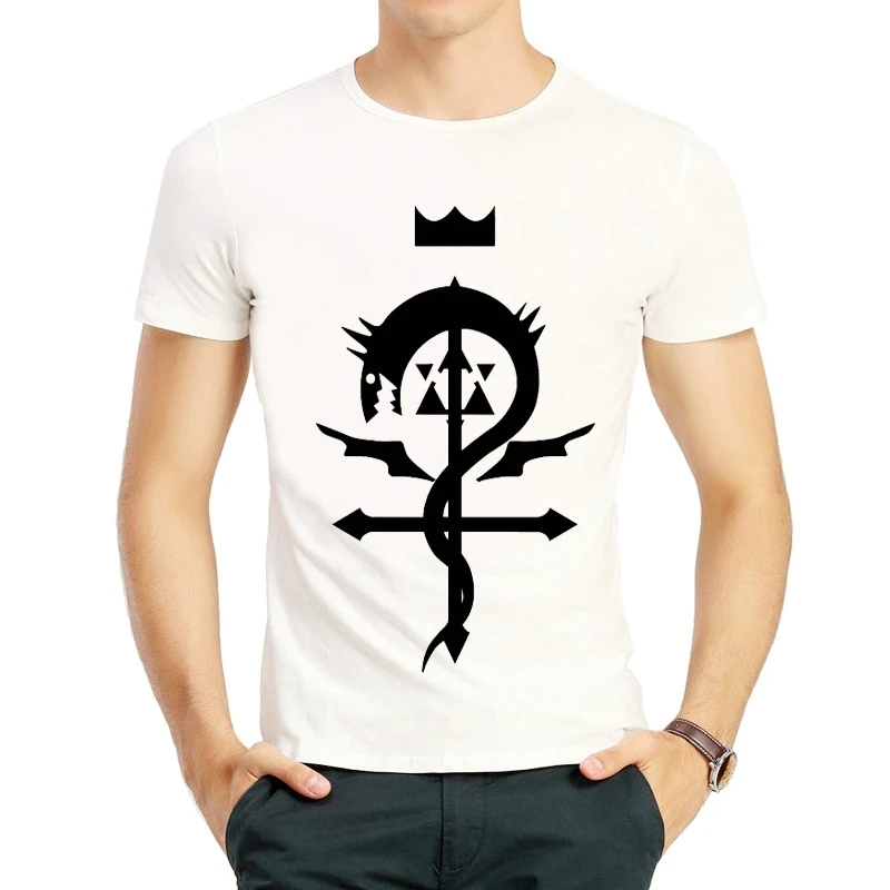 

Fullmetal Alchemist T-shirt For Mens Women Cartoon Print Short Sleeve White Color Anime Style Top Tees Unisex Clothes