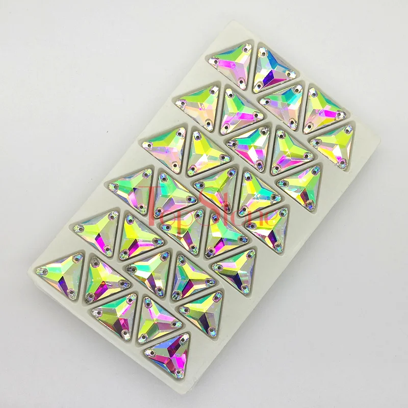 Треугольные пришитые на камне кристально чистые AB цвета 12 мм 16 22 стеклянные