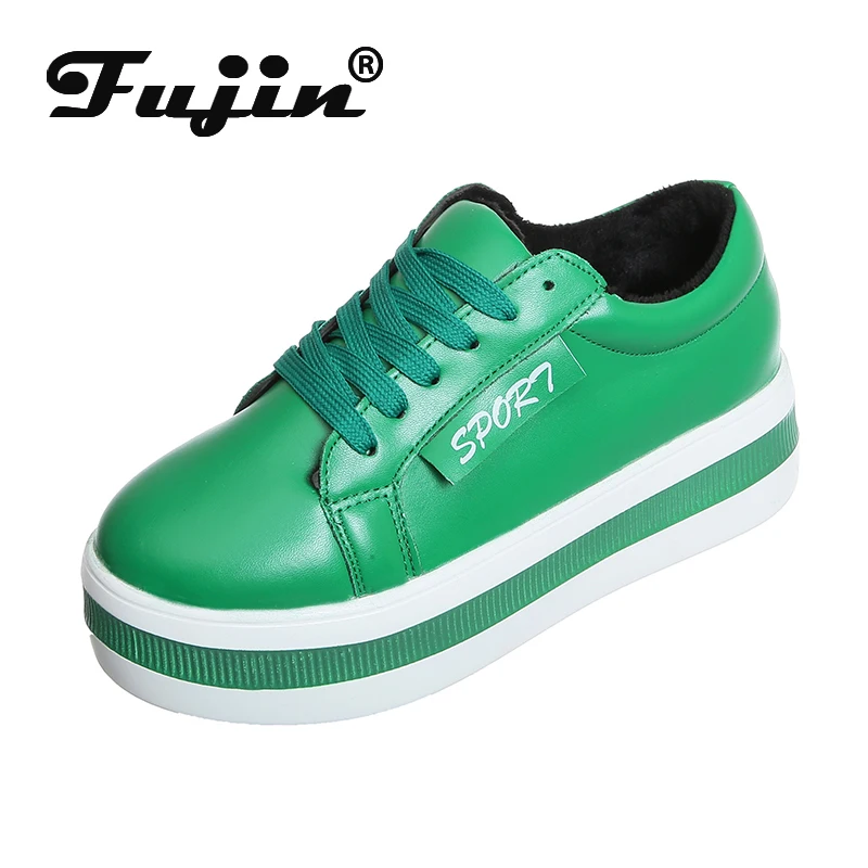 Женские туфли на плоской подошве Fujin осенние платформе с закругленным носком и