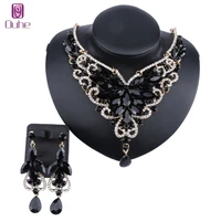 women bridal crystal rhinestone choker statement necklace earrings jewelry set gifts fit with wedding party dress