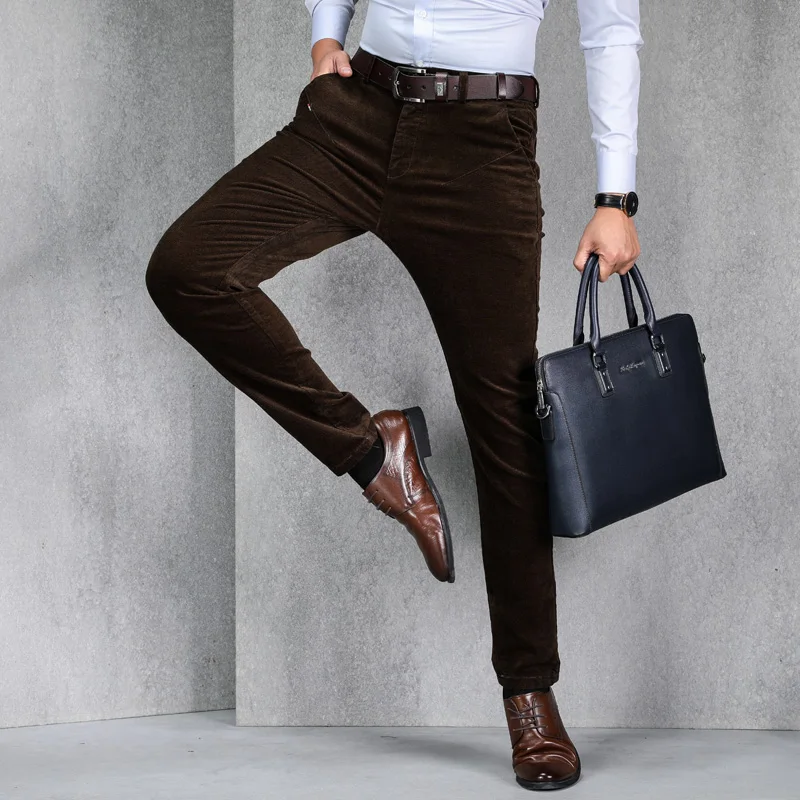 Новинка 2020 вельветовые весенние брюки для мужчин деловые повседневные Прямые