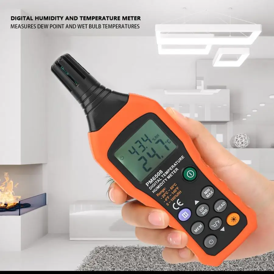 Цифровой термометр PEAKMETER PM6508 измеритель влажности и температуры гигрометр