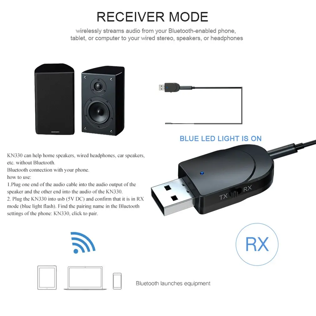 Bluetooth 5 0 аудио приемник передатчик 3 в 1 Мини мм разъем AUX USB стерео музыка