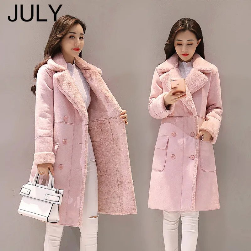 JULY/зимние женские шубы из искусственной замши кожаные куртки большие размеры