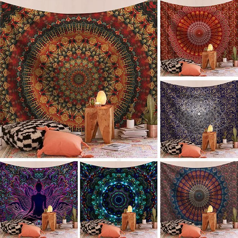 Mandala Tapestry Macrame Wall Hanging Witchcraft Tarot Psychedelic Carpet Polyester Fabric Boho India Decor Gypsy Blankets budha