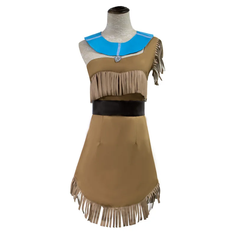 Косплей Костюм Покахонтас Хэллоуин индийская принцесса платье для девочек