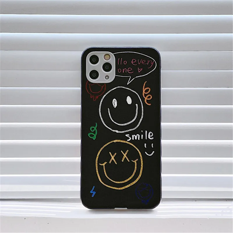 

Cute Doodle Smiley Protective Cover Soft Shell Coque Cartoons Phone Case For iPhone 12 Mini 11 Pro Max XR XS X SE2 2020 8 7 Plus