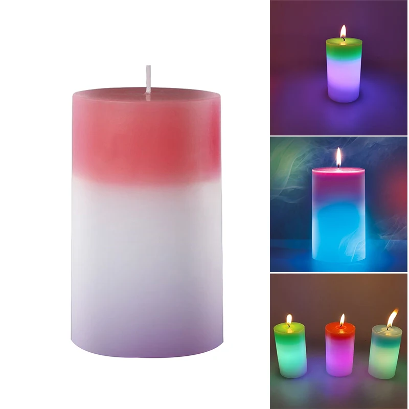 

Hot Creative Glowing Candle Handmade Colored Pillar Candles Decoration for Living Room Bedroom Bathroom