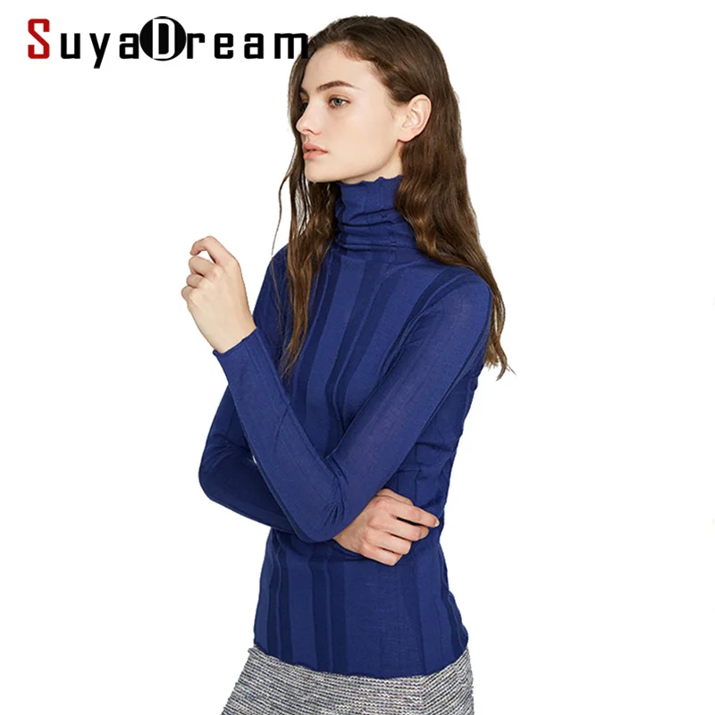 Женские шерстяные пуловеры вязаный свитер в рубчик из 100%-ной шерсти джемпер