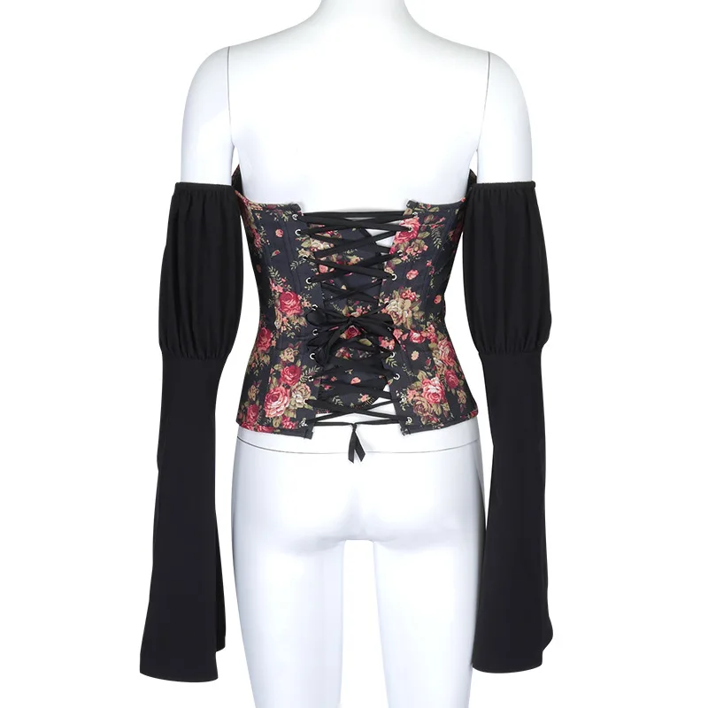 Женский Джинсовый корсет с открытыми плечами и открытой спиной|Майки| |