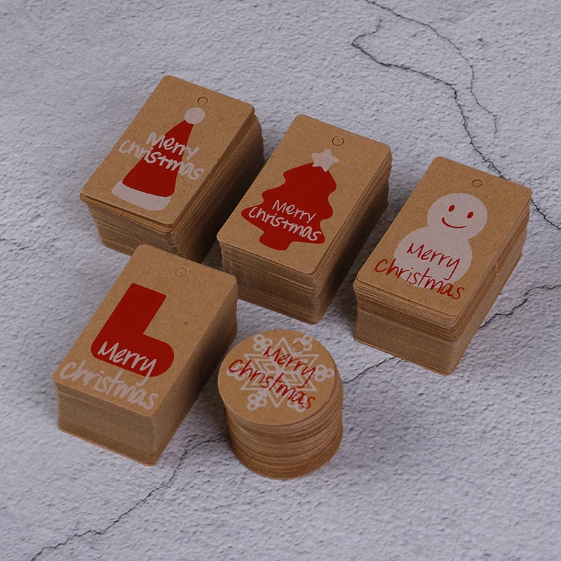 100 шт. Рождественская шапка снеговик крафт бумажные бирки ручной работы с