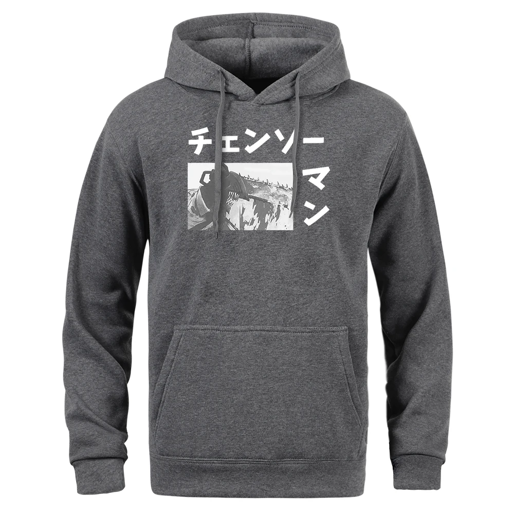 

New Japanese Cartoon Chainsaw Man Printing Mens Hooded Coldproof Vogue Sportwear Loose Vintage Hoodie Oversize Men'S Sweatshirt