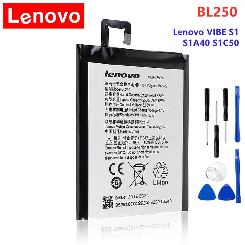 Оригинальное качество BL250 батарея для Lenovo VIBE S1 S1a40 S1c50 высокое bl250 мобильный