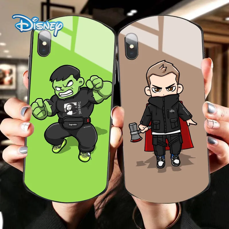 

Disney Avengers Hulk Thor America Cartoon Mobile Phone Case for iPhone 13 13pro 13mini 13pro max Plus Cute Anti-fall phone Shell