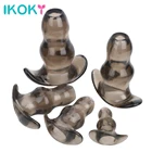 Анальная пробка IKOKY, расширитель, клизма, секс-игрушки для женщин, мужчин, мягкий расширитель, полая Анальная пробка, 5 размеров, массажер простаты
