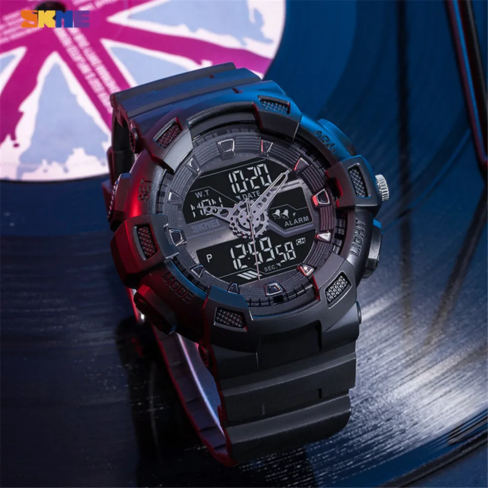 SKMEI Модные мужские цифровые часы календарь обратно светильник спортивные 5Bar