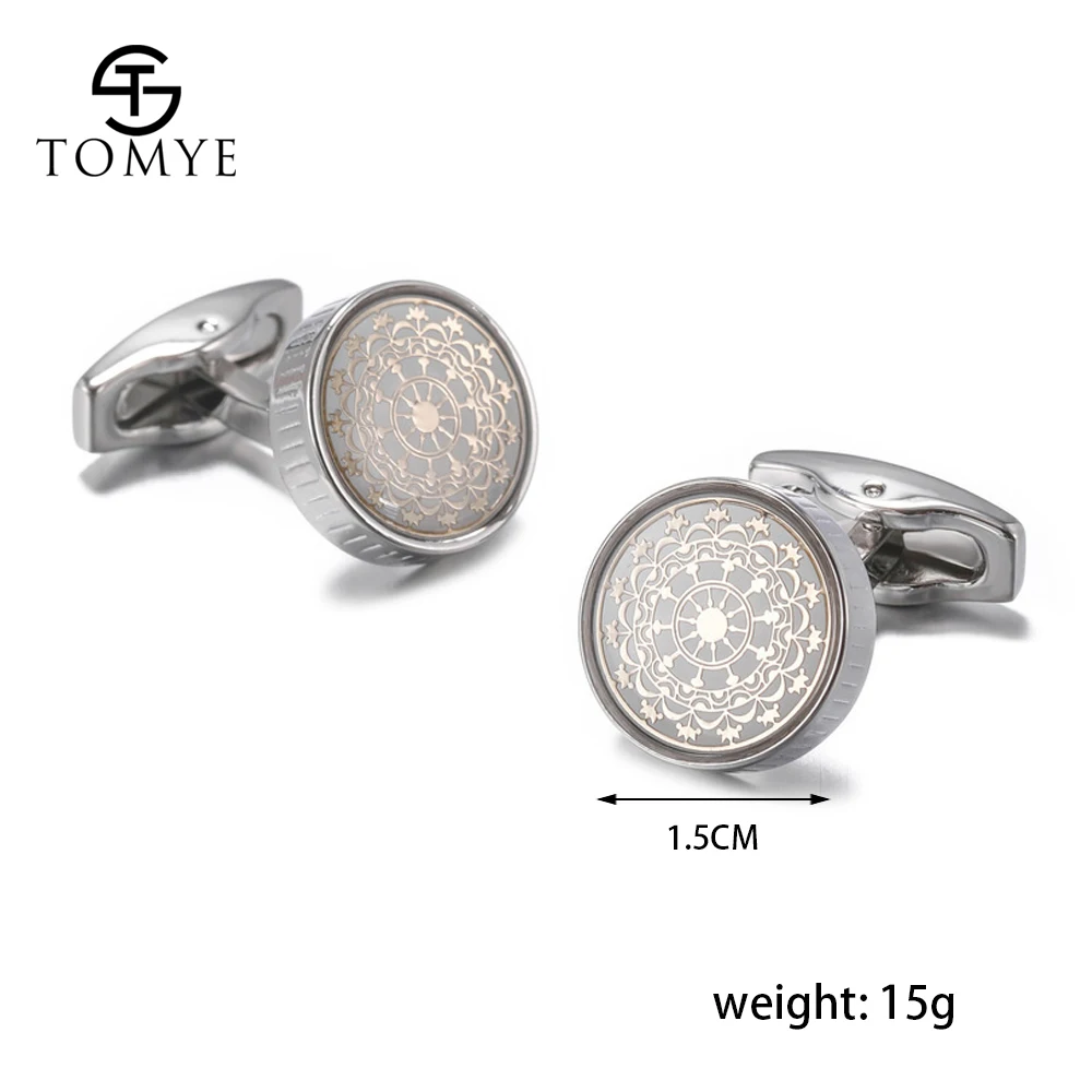 

Cufflinks for Men TOMYE XK20S029 High Quality Silver Round Metal Shirt Cuff Links for Gifts