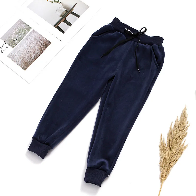 Осенне-зимние брюки для мальчиков и девочек бархатные детские плотная