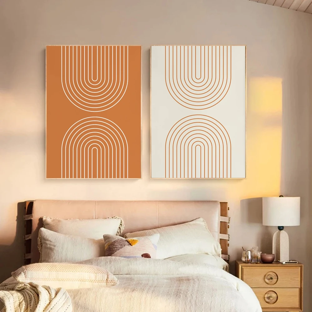 

Modern Geometric Rainbow Poster Mid Century Canvas Painting Boho Art Print Decorative Wall Picture For Living Room Home Décor