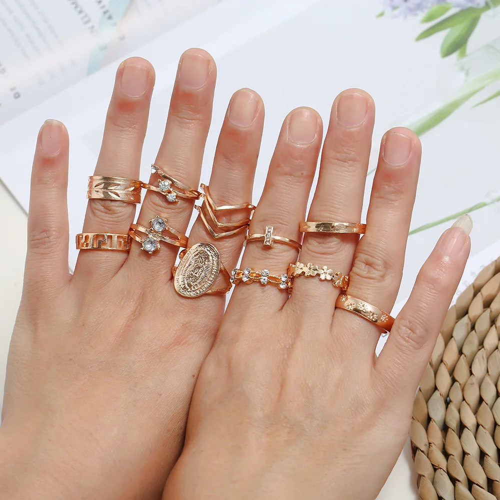 Женский комплект колец в стиле ретро 13 шт./компл. богемный с кристаллами