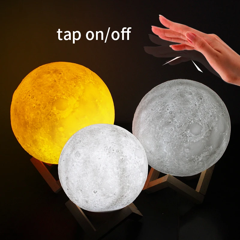 

15cm Wiederaufladbare touch Schalter Mond Lampe Nacht Licht 2 Farbwechsel Schlafzimmer Kreative schreibtisch traum lampe Hause g