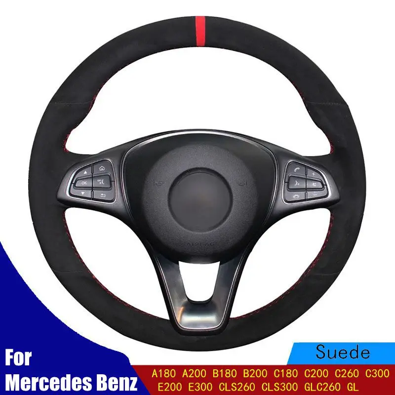 

Car Steering Wheel Cover Suede For Mercedes Benz A180 A200 B180 B200 C180 C200 C260 C300 E200 E300 CLS260 CLS300 GLC260 GL Braid